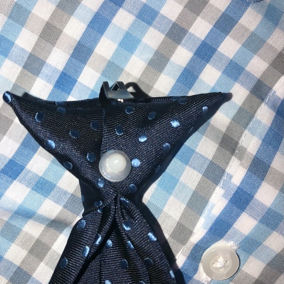 Nautica Long Sleeve Shirt 3T Blue Green Check & Clip Navy Dotted Tie 3T - Picture 8 of 10